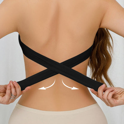 Non-Slip Crossover Side Hook Bandeau Bra