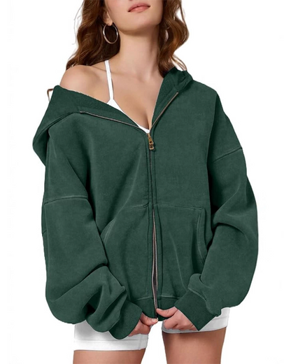 Oversized Unisex Acid Wash Zip Hoodie