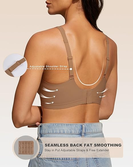 Wireless Jelly Bra Deep V Neck with Breathable Mesh Panels