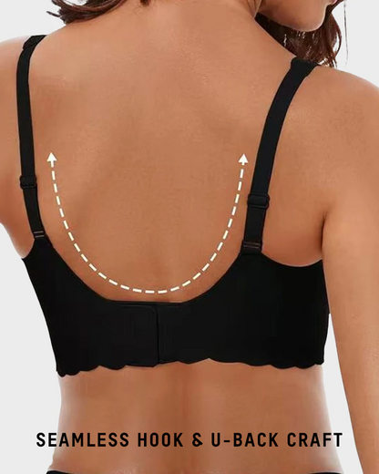 Jelly Wireless Bra with Scalloped Edge and Deep V Neckline