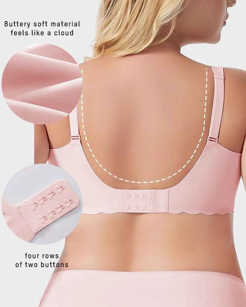 Jelly Wireless Bra with Scalloped Edge and Deep V Neckline