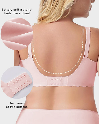 Jelly Wireless Bra with Scalloped Edge and Deep V Neckline