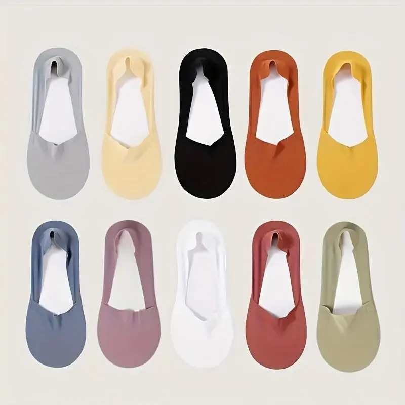 10 Pairs Women's Invisible Short Socks Comfort Breathable Non Slip