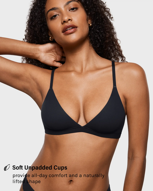 Triangle Bralette Unlined Seamless Deep V Wireless Bra