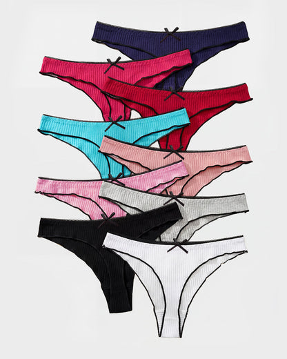 Women's Bow Low Waist Thong  Pack Ultra Soft Cotton（9 pack）