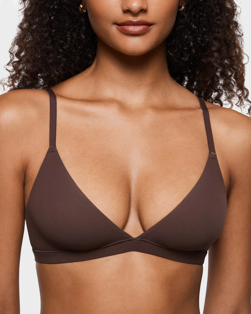 Triangle Bralette Unlined Seamless Deep V Wireless Bra