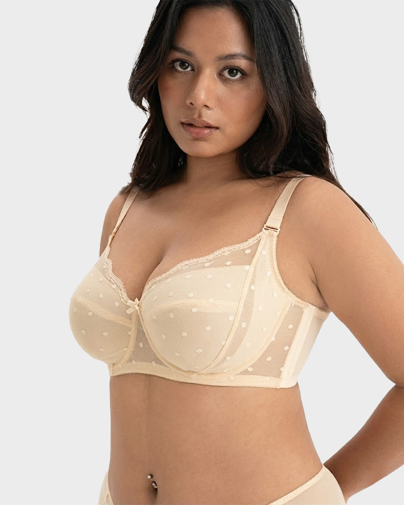 Polka Dot Lace Full-Coverage Minimizer Bra