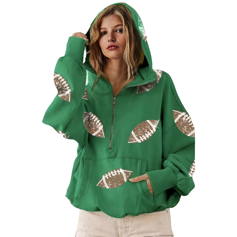 ‘Glam Kickoff’ Long Sleeve Zip Hoodie