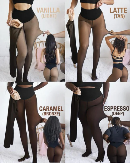 New Compression Band Model One-Seam Translucent Fleece Lined Tights