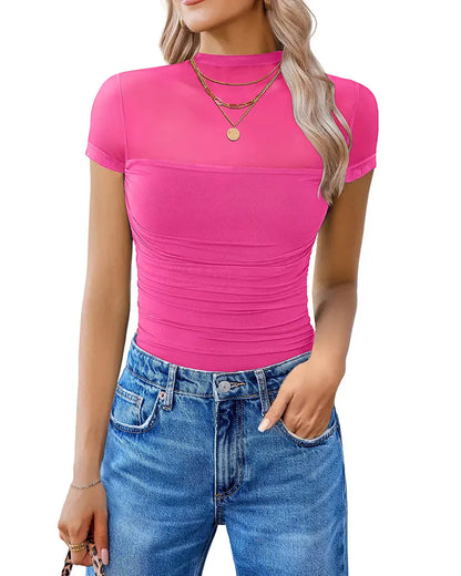 Women's Mesh Short Sleeve Bodysuit