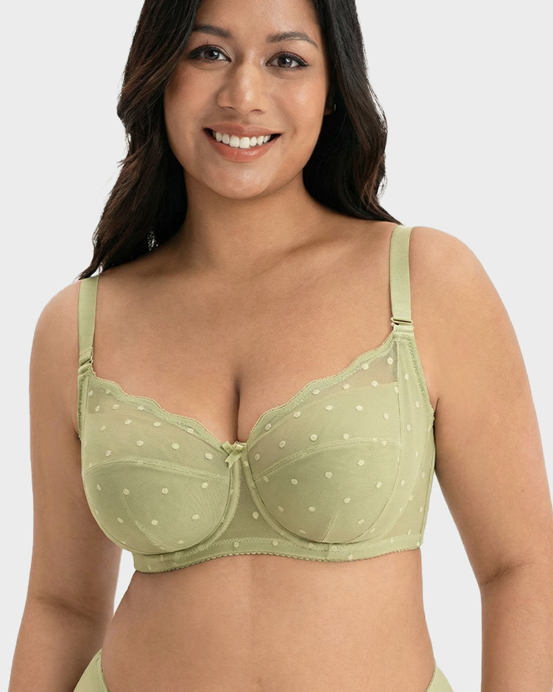 Polka Dot Lace Full-Coverage Minimizer Bra