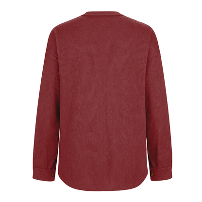 Women's Loose Fit Batwing Sleeve Waffle Knit Button Down Shirt Shacket Tops