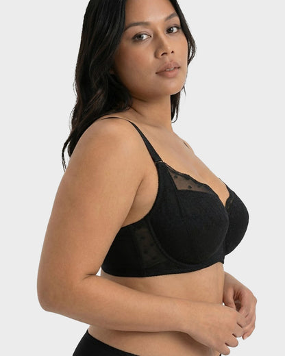 Polka Dot Lace Full-Coverage Minimizer Bra