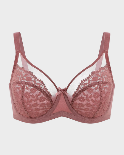 Unlined Floral Lace Minimizer Bra Comfort Fit Full Coverage