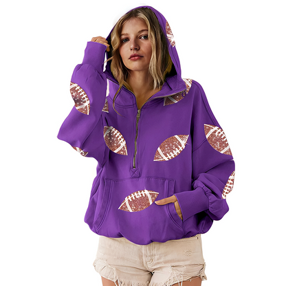 ‘Glam Kickoff’ Long Sleeve Zip Hoodie