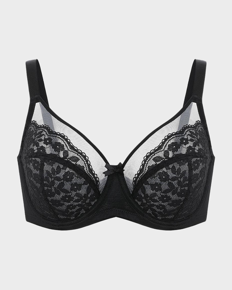 Unlined Floral Lace Minimizer Bra Comfort Fit Full Coverage