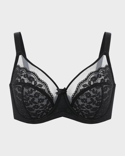 Unlined Floral Lace Minimizer Bra Comfort Fit Full Coverage