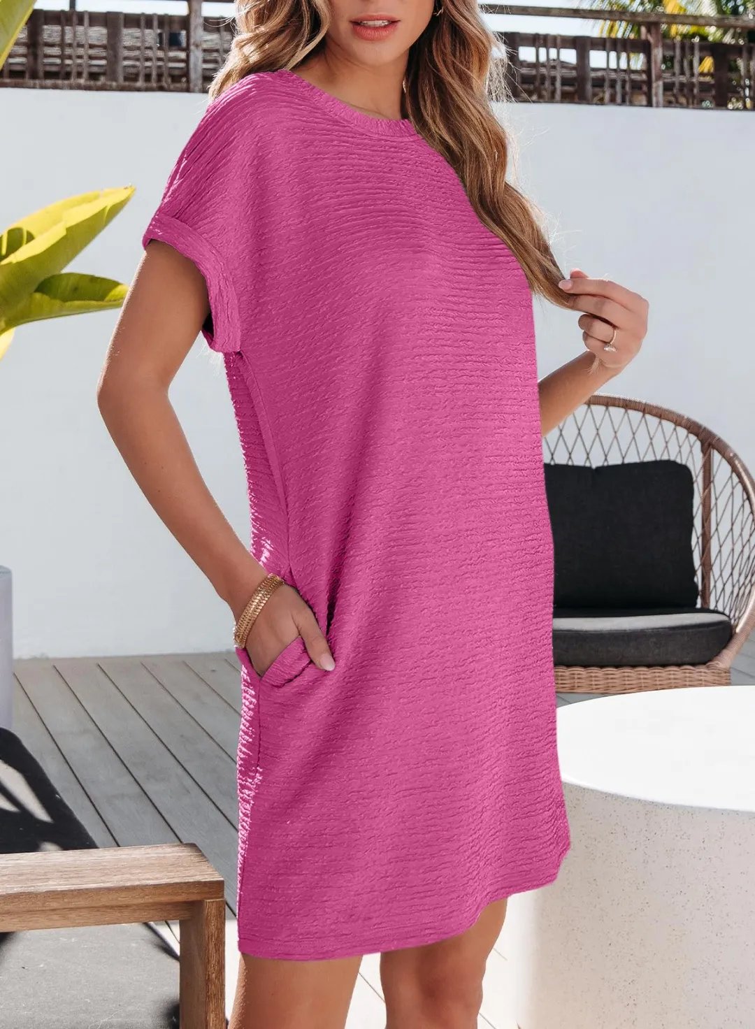 Women's Lightweight Summer Short Sleeve Dress with Pockets