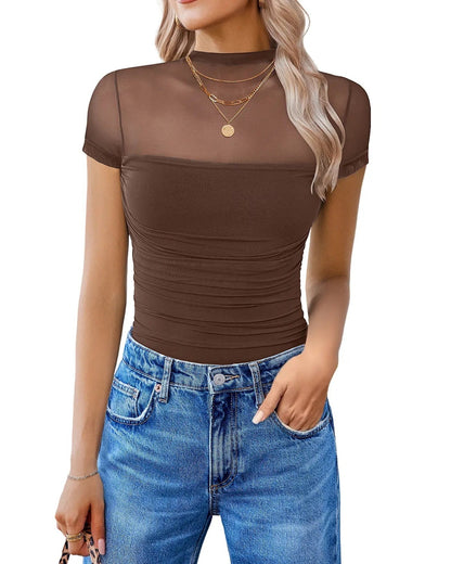 Women's Mesh Short Sleeve Bodysuit