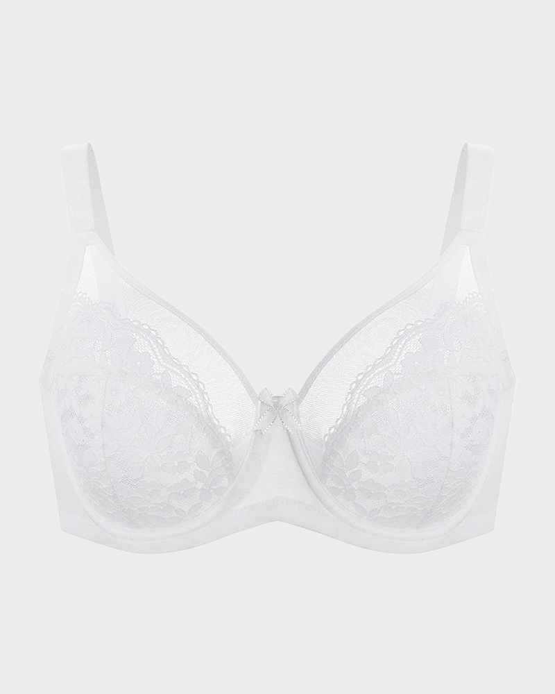 Unlined Floral Lace Minimizer Bra Comfort Fit Full Coverage