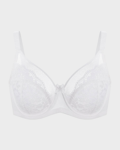 Unlined Floral Lace Minimizer Bra Comfort Fit Full Coverage