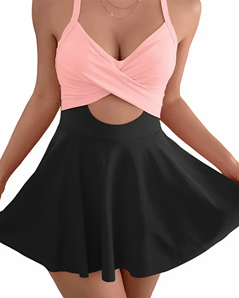 High Waist Cutout One Piece  Tummy Control Swimdress