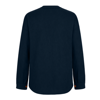 Women's Loose Fit Batwing Sleeve Waffle Knit Button Down Shirt Shacket Tops