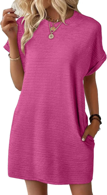 Women's Lightweight Summer Short Sleeve Dress with Pockets